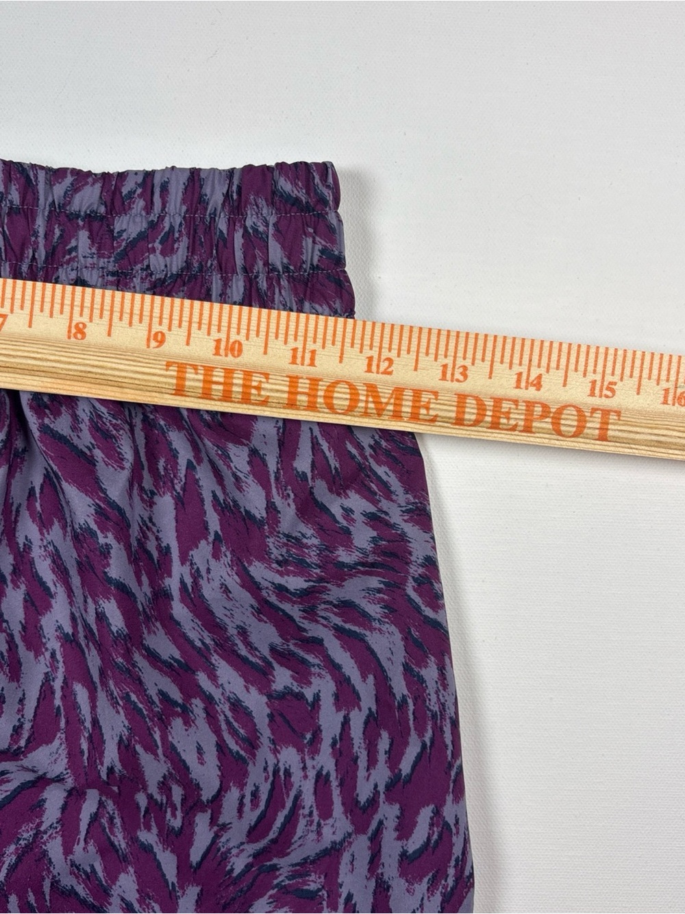 Nike Women’s Purple Patterned Athletic Shorts with Lime Swoosh - Picture 5 of 6
